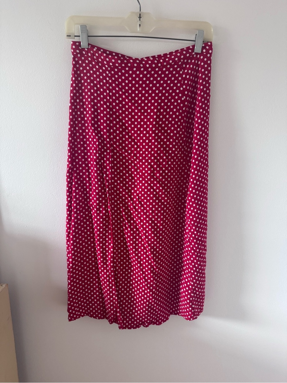 Reformation Red Polka Dot Midi Skirt with Side Slit - Picture 5 of 5